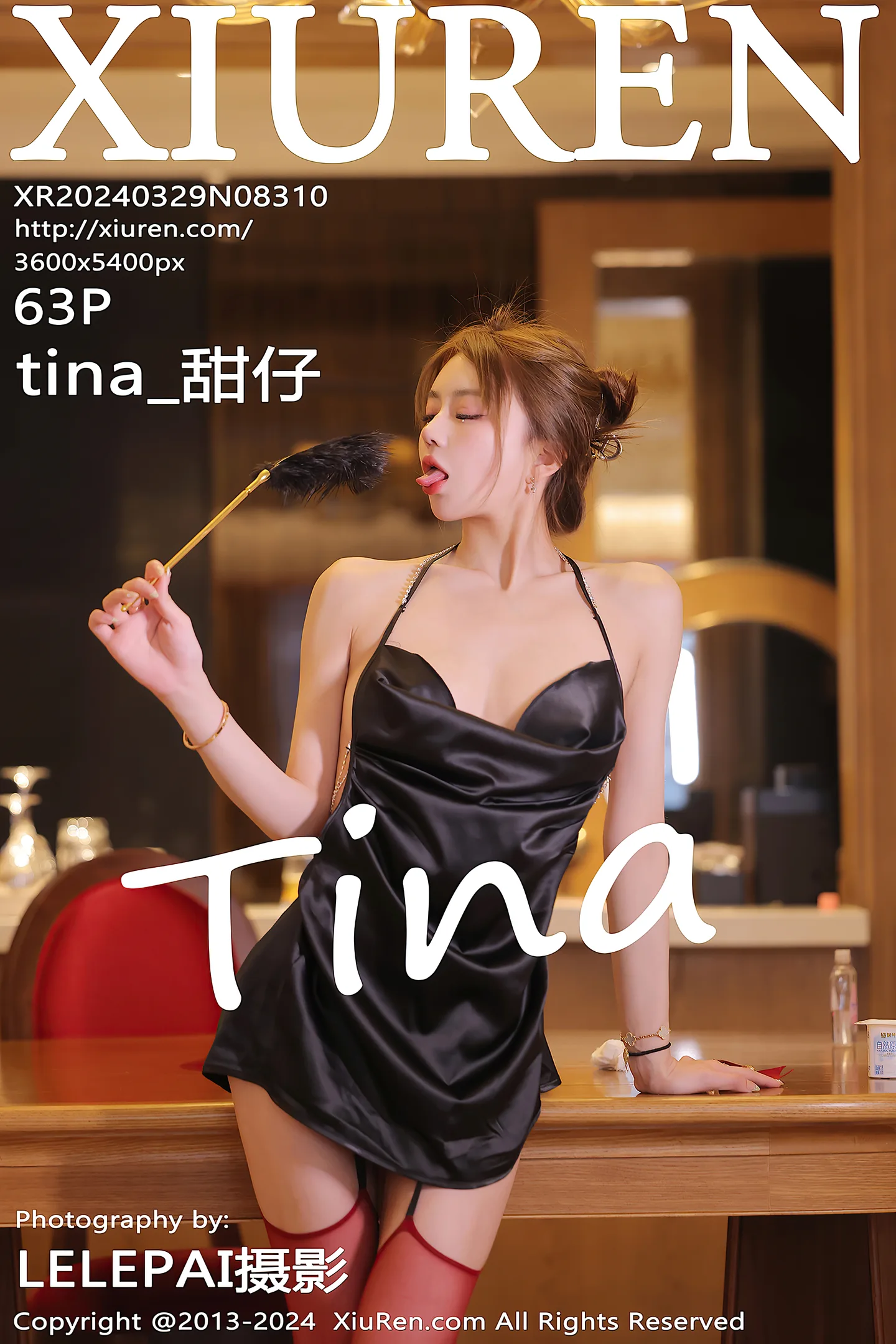 [XiuRen秀人网]No.8310_模特tina_甜仔性感黑色吊带短裙配红丝吊袜秀凹凸身材诱惑写真64P-秀人网 - XiuRen.Space